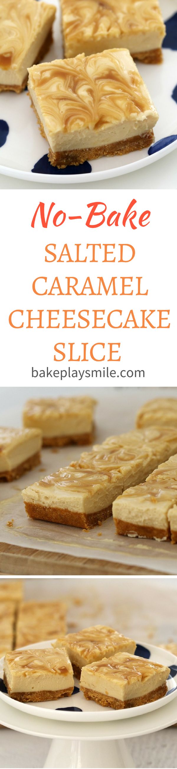 Salted Caramel Cheesecake Slice (No Bake - Conventional Method