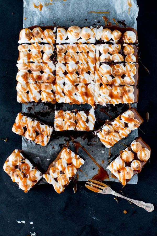 Salted Caramel Chocolate Meringue Brownie