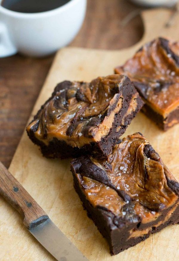 Salted Caramel Cream Cheese Swirl Brownies