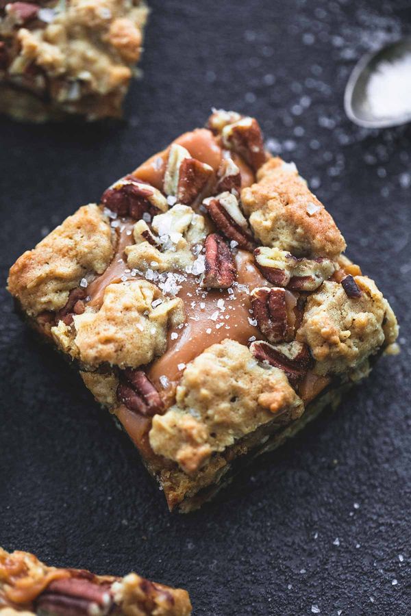 Salted Caramel Pecan Oatmeal Fudge Bars