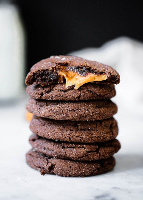 Salted Caramel Stuffed Chocolate Snickerdoodles