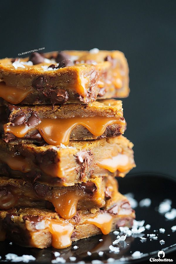 Salted Caramel Stuffed Cookie Bars