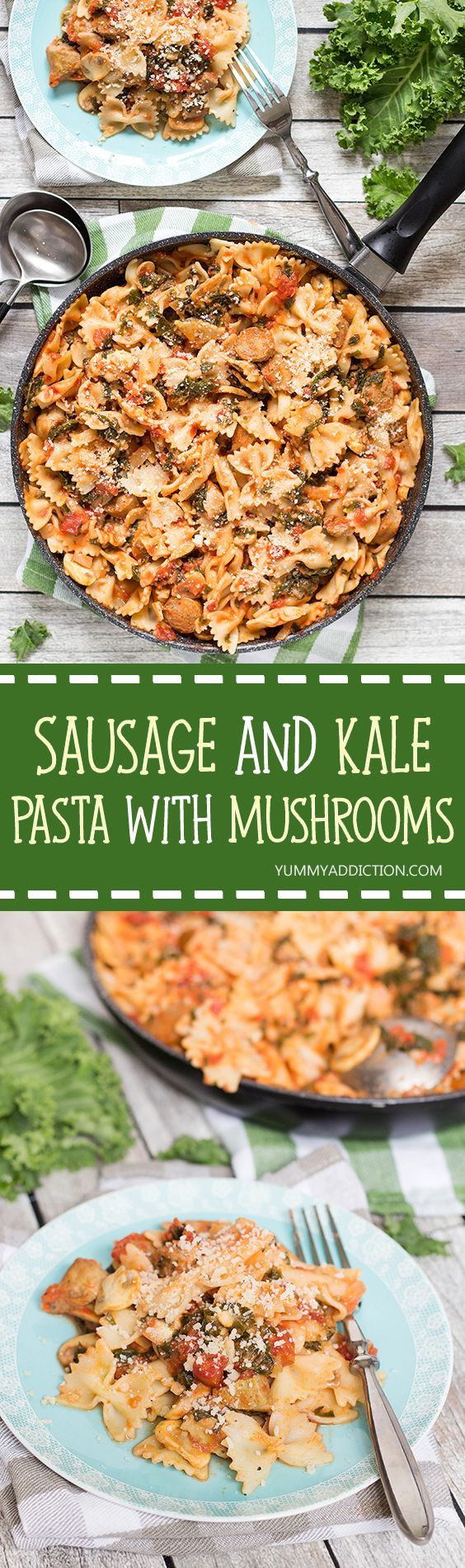 Sausage and Kale Pasta with Mushrooms