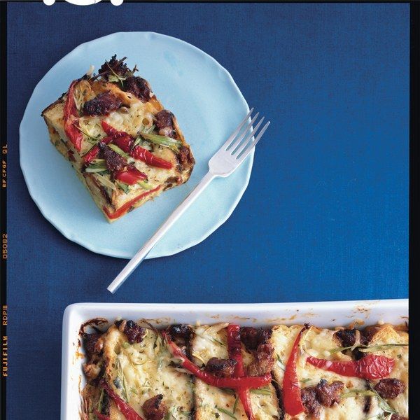 Sausage, Fontina, and Bell Pepper Strata