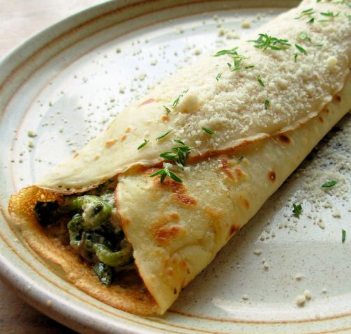 Savory Mushroom, Spinach & Cheese Crepes