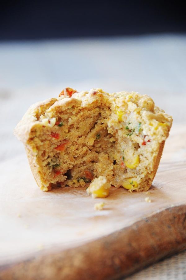 Savory Vegan Corn and Pepper Breakfast Muffins