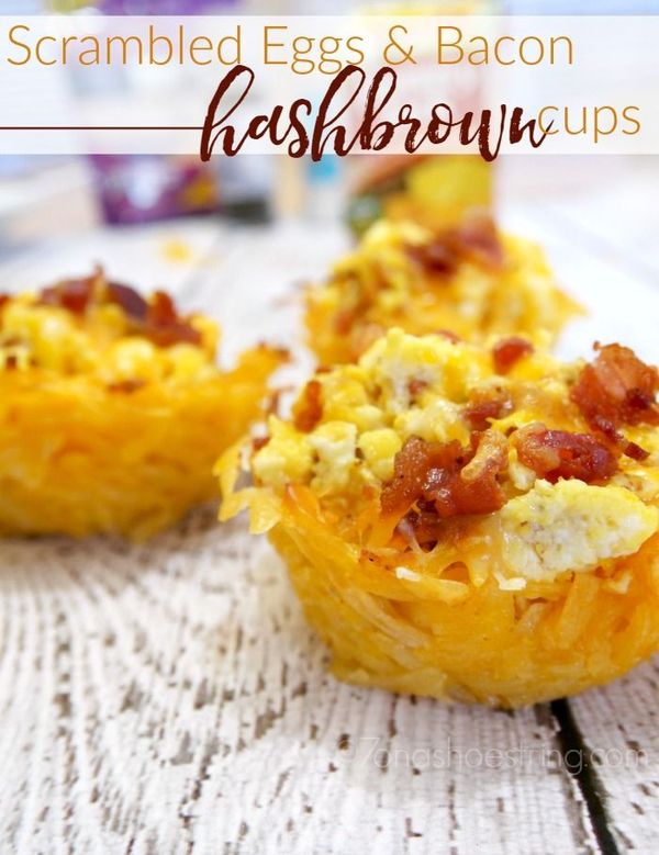 Scrambled Eggs and Bacon Hashbrown Cups