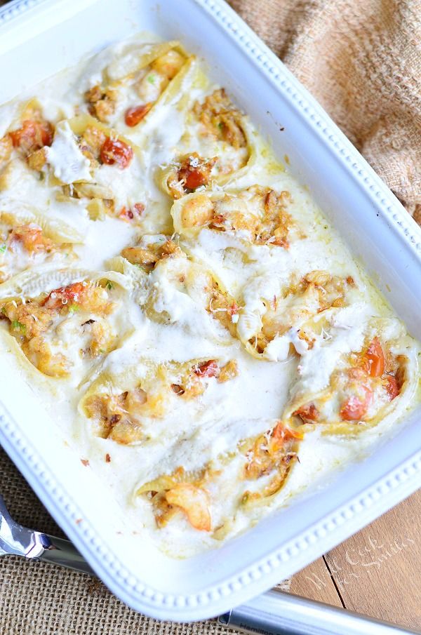 Seafood Alfredo Stuffed Shells