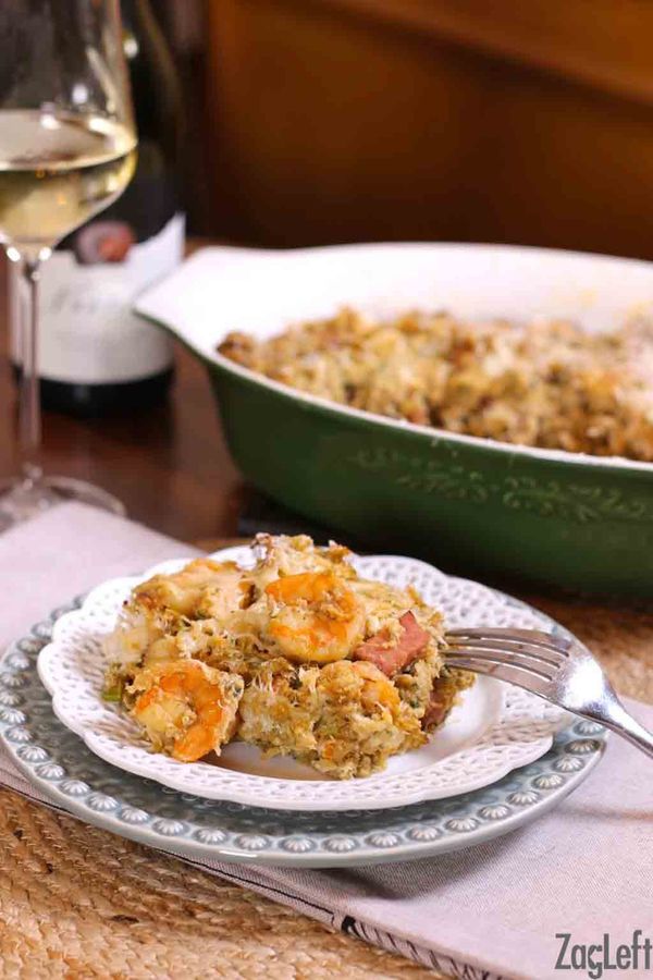 Seafood Stuffed Eggplant Casserole