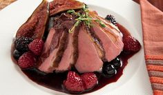 Seared Duck Breast with Red Wine and Berry Sauce