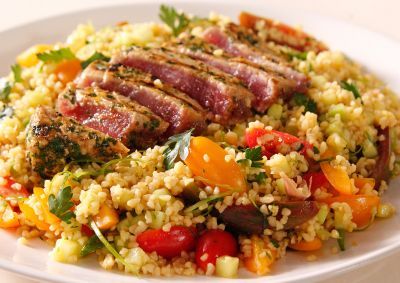 Seared Tuna and Crushed Wheat Salad