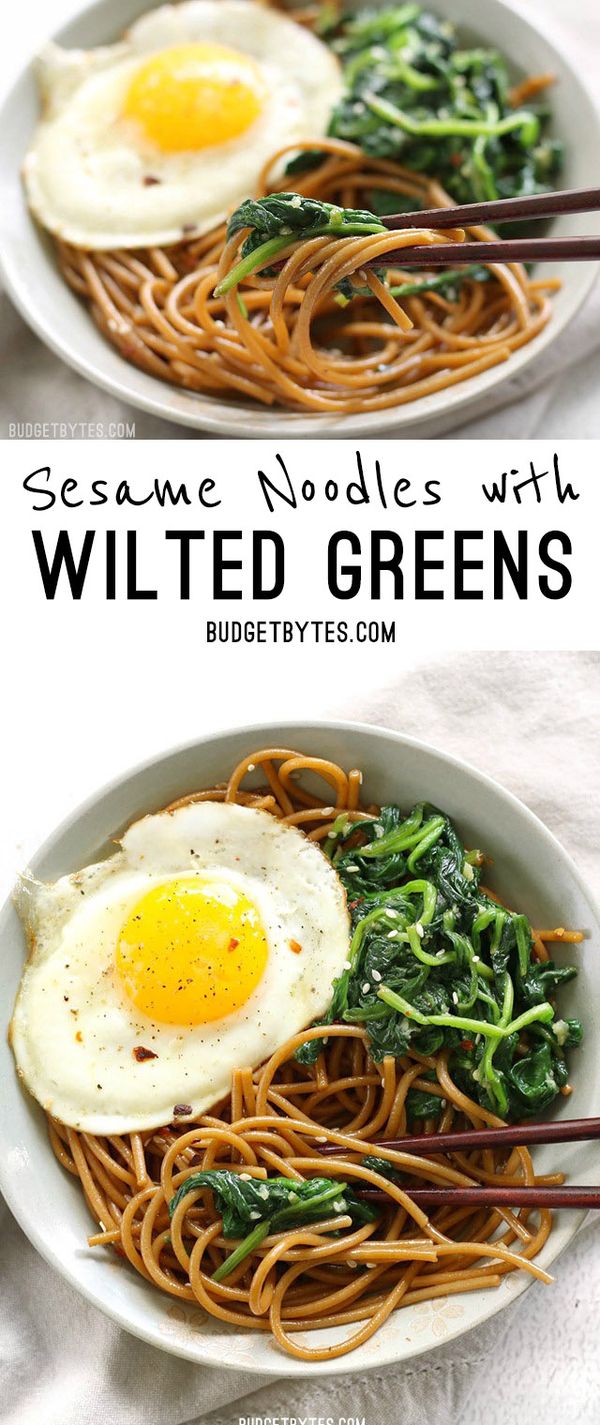 Sesame Noodles with Wilted Greens