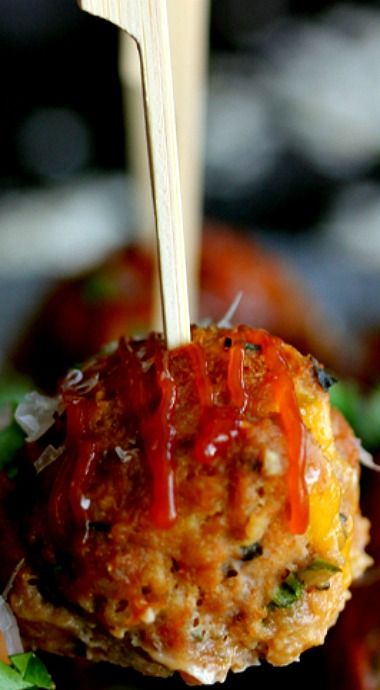 Sharp Cheddar Stuffed Turkey Meatloaf Meatballs