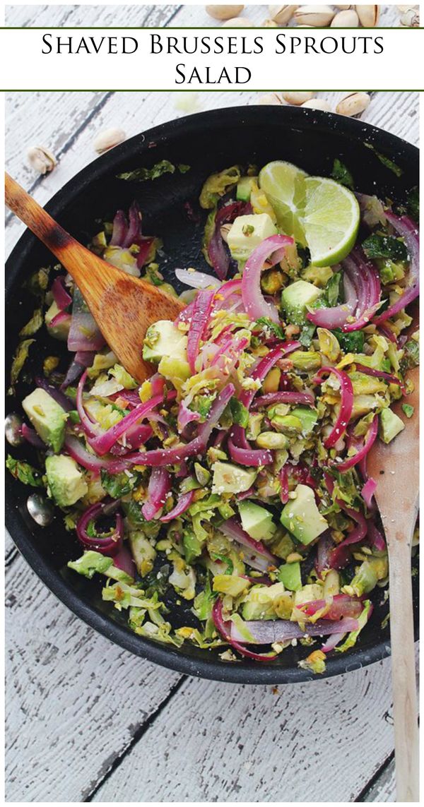 Shaved Brussels Sprouts Salad with Avocado and Pistachios