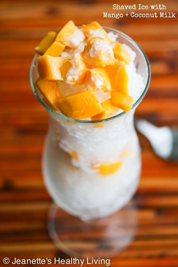 Shaved Hawaiian Ice with Mango and Coconut Milk