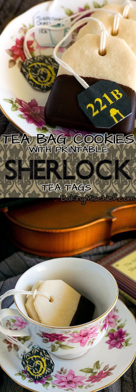 Sherlock Tea Bag Cookies with Printable Tea Tags and Bonus