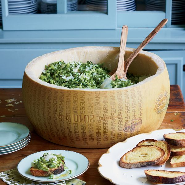 Shredded Caesar Salad on Toasts