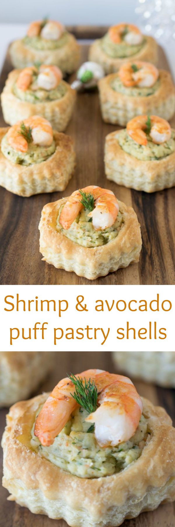 Shrimp & avocado puff pastry shells