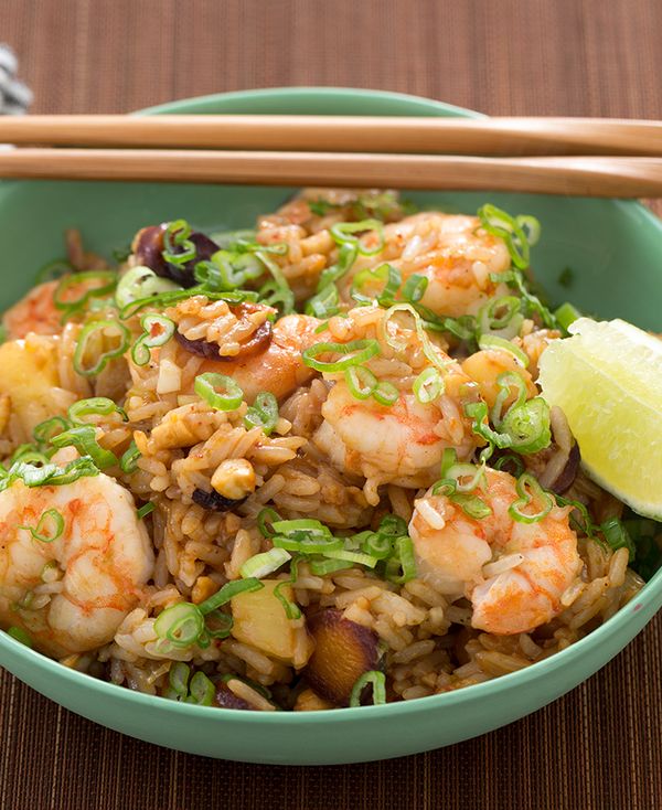 Shrimp & Pineapple Fried Rice with Toasted Cashews & Sambal Oelek