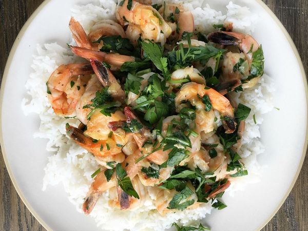 Shrimp Scampi over Basmati Rice