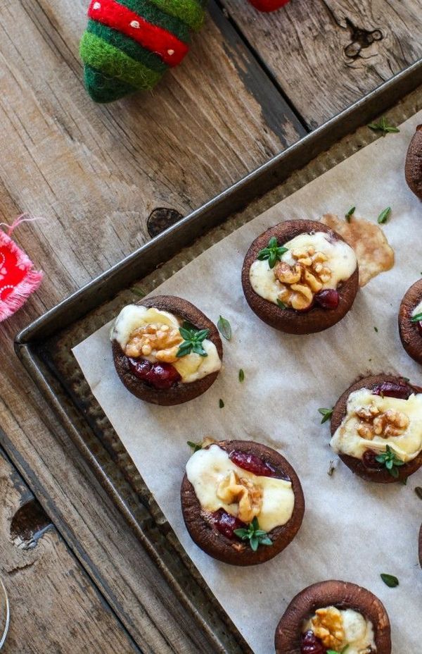 Simple Brie & Cranberry Stuffed Mushroom Bites