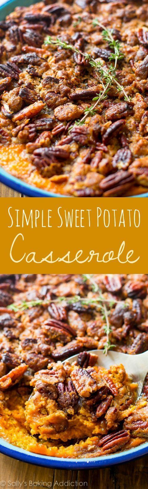 Simple Sweet Potato Casserole with a Crunchy Pecan Crumble