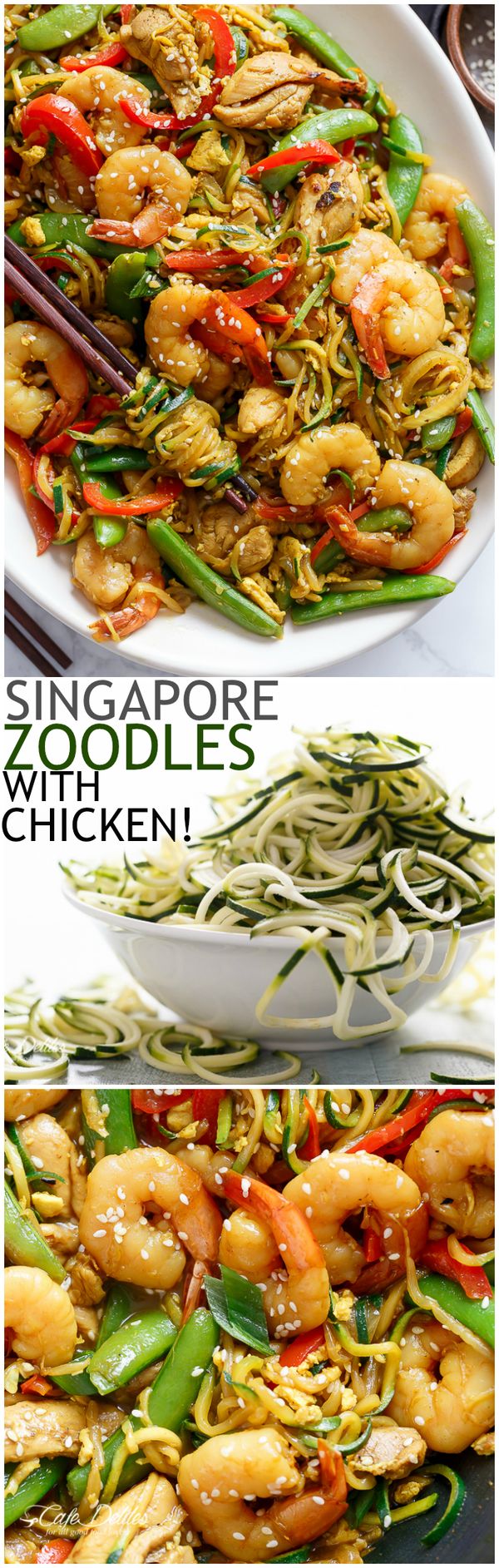 Singapore Zoodle Stir Fry With Chicken (Zucchini Noodles