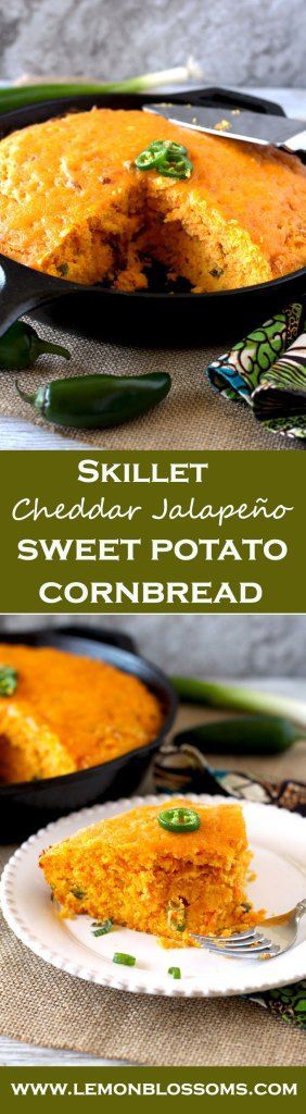 Skillet Cheddar Jalapeno Sweet Potato Cornbread