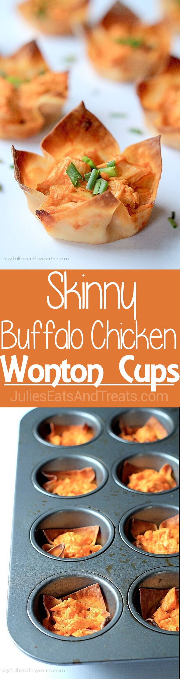 Skinny Buffalo Chicken Wonton Cups