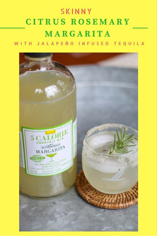 Skinny Citrus Rosemary Margarita with Jalapeño Infused Tequila