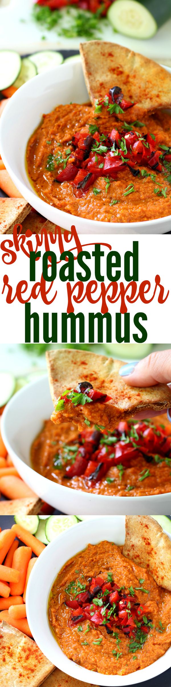 Skinny Roasted Red Pepper Hummus