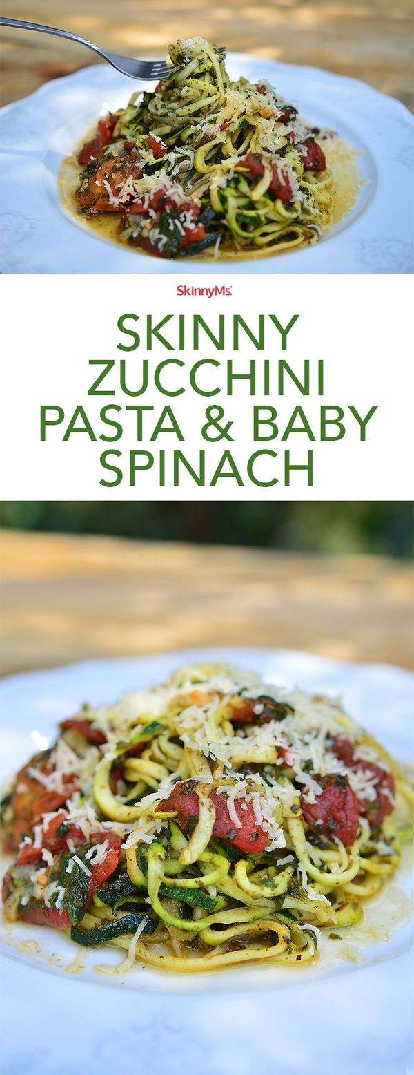 Skinny Zucchini Pasta & Baby Spinach
