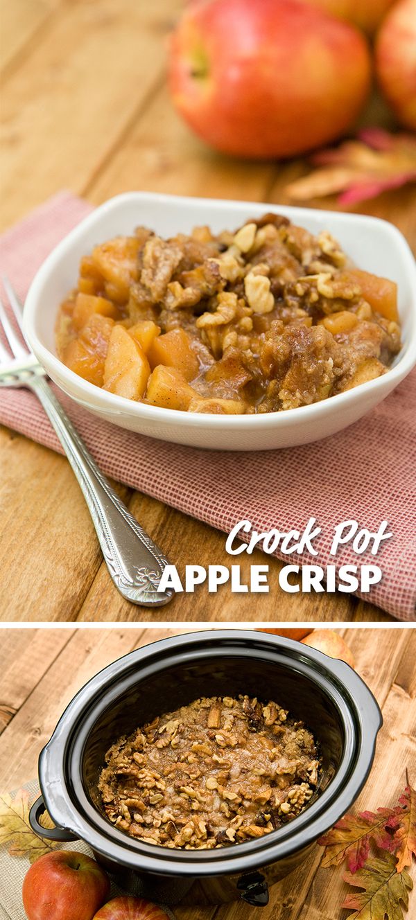 Slow Cooker Apple Crisp with Vanilla Ice Cream