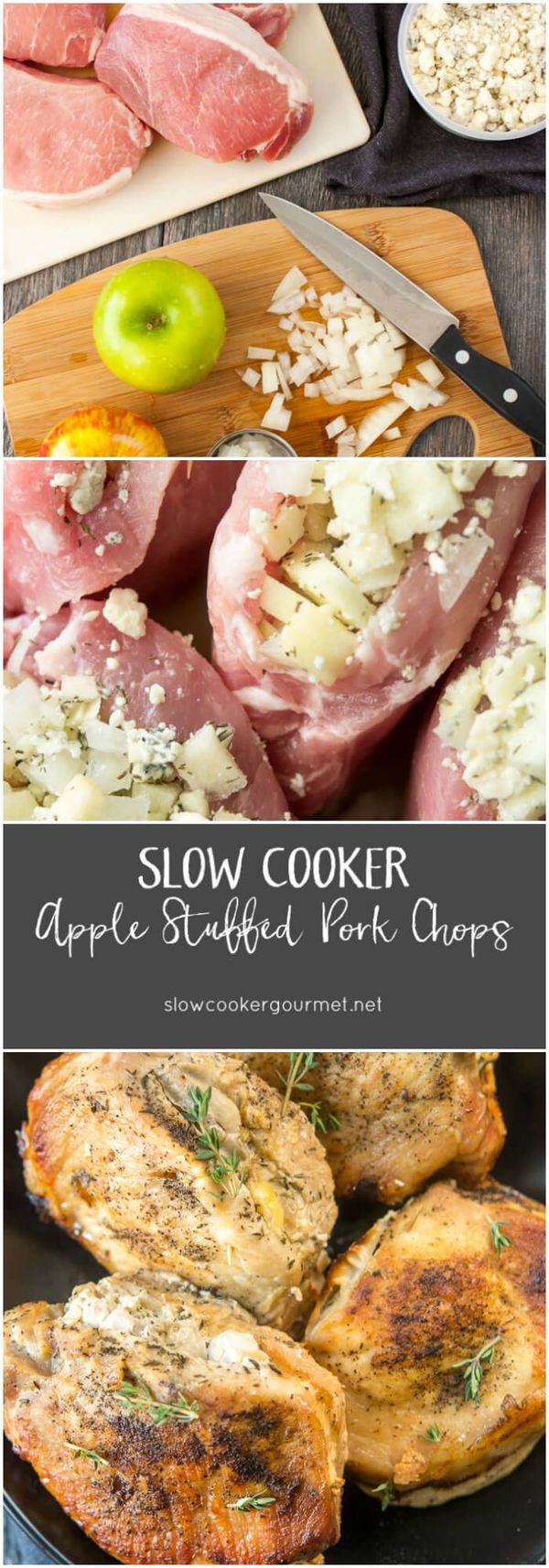 Slow Cooker Apple Stuffed Pork Chops