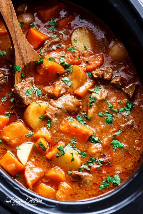 Slow Cooker Beef & Sweet Potato Stew