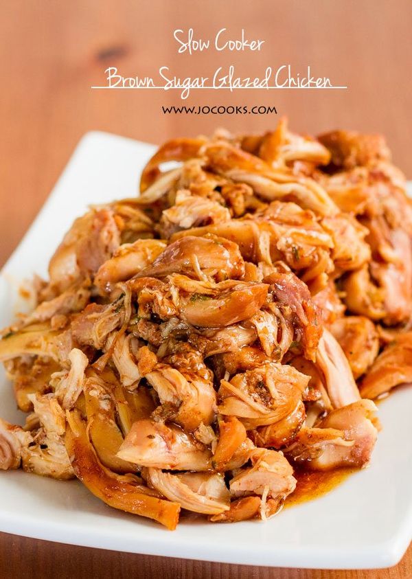 Slow Cooker Brown Sugar Glazed Pulled Chicken