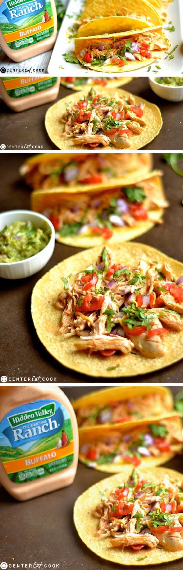 Slow Cooker Buffalo Ranch Chicken Tacos