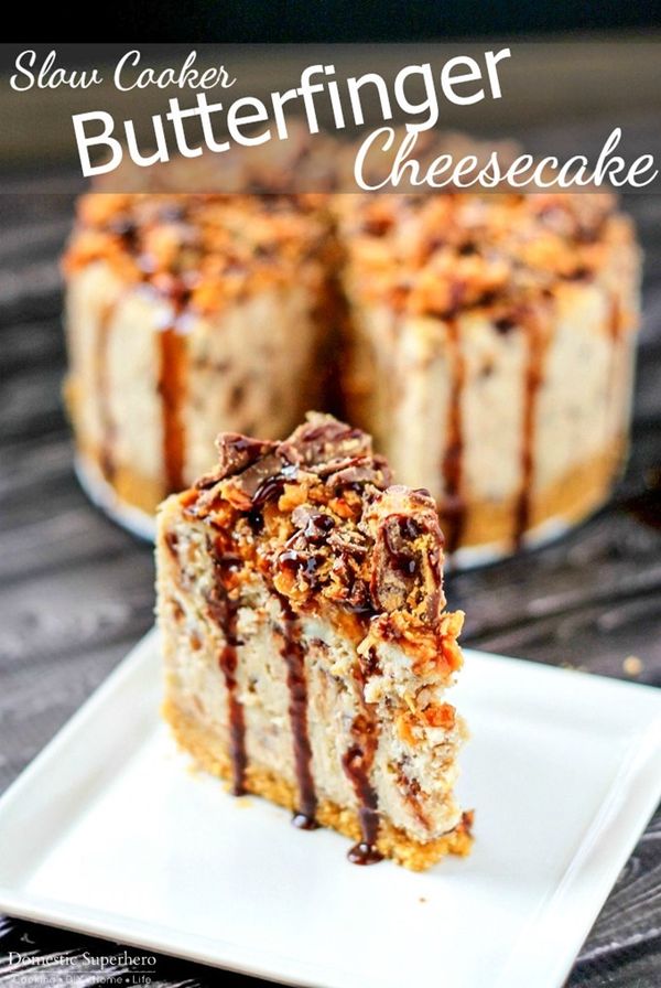 Slow Cooker Butterfinger Cheesecake