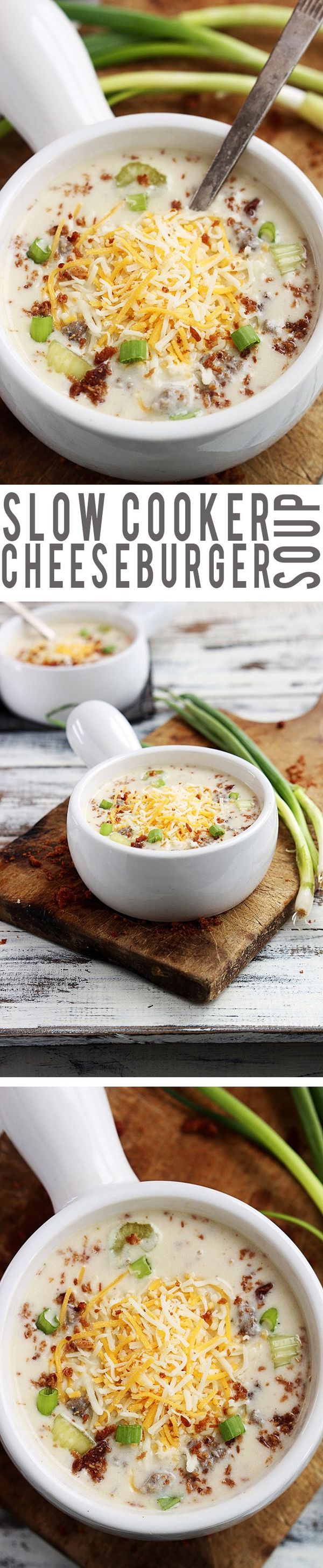 Slow Cooker Cheeseburger Soup