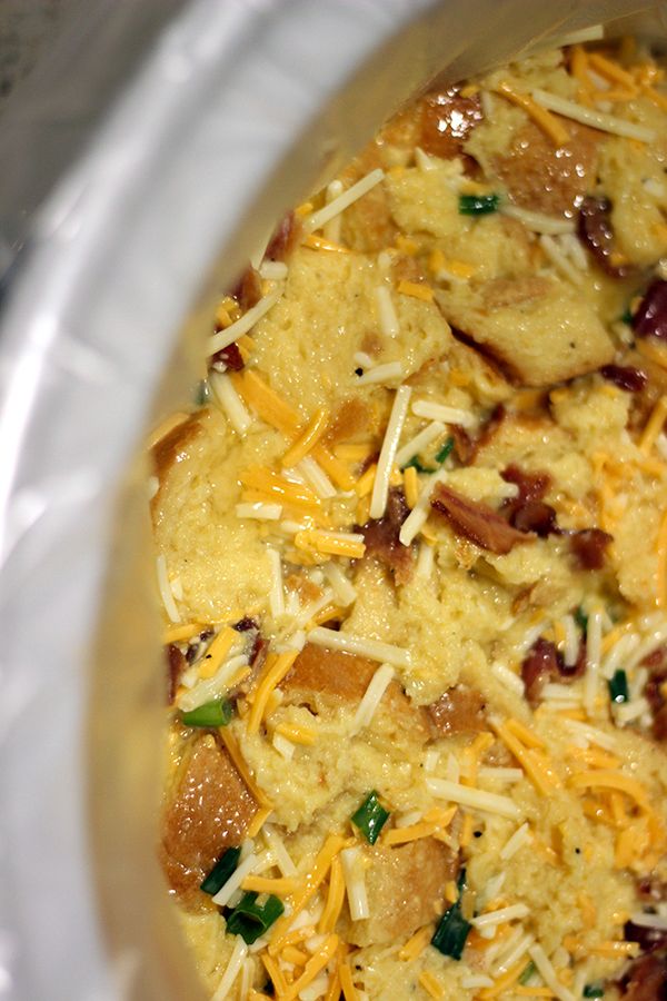 Slow Cooker Cheesy Bacon Strata