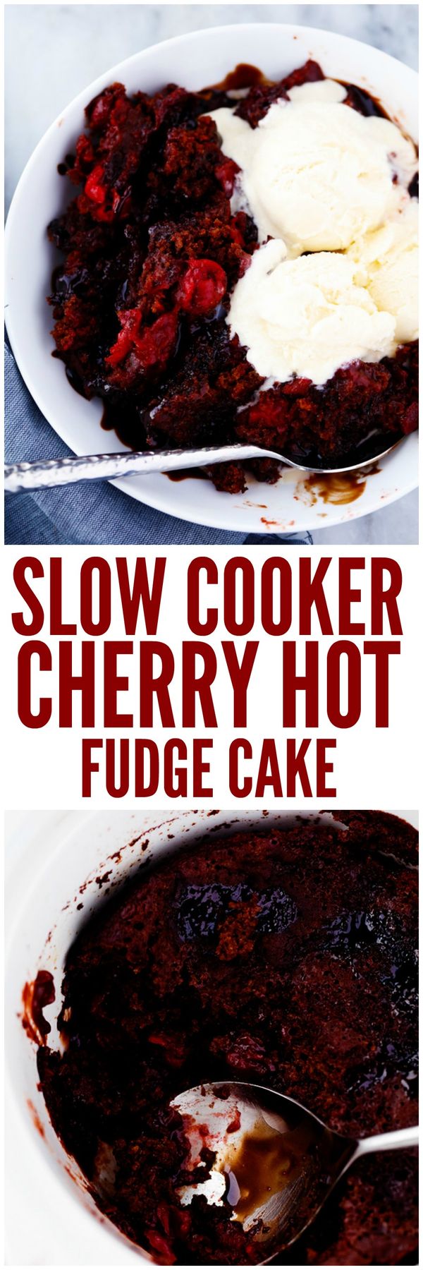 Slow Cooker Cherry Chocolate Hot Fudge Cake