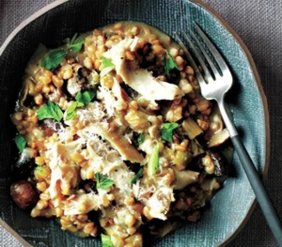 Slow-Cooker Chicken and Mushroom Farro Risotto