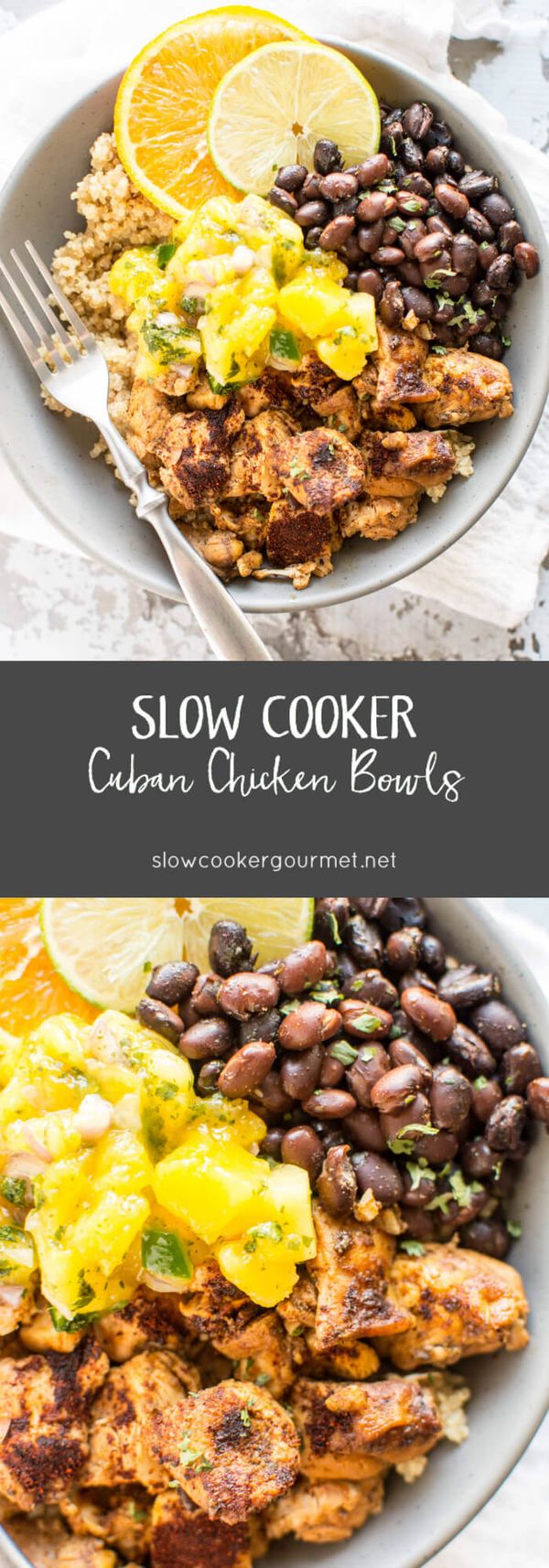 Slow Cooker Cuban Chicken Rice Bowls