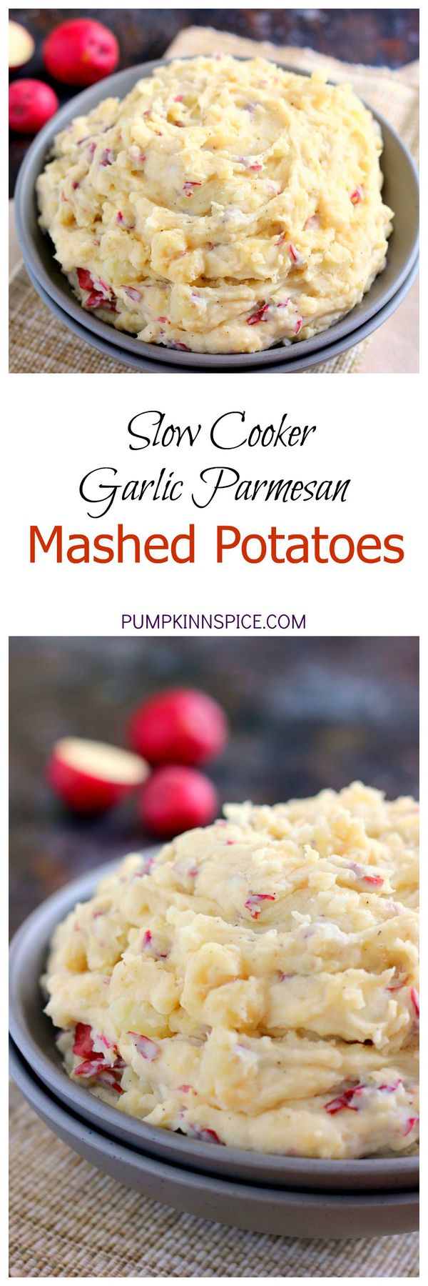 Slow Cooker Garlic Parmesan Mashed Potatoes