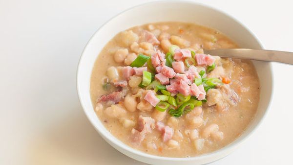 Slow-Cooker Ham, White Bean and Potato Soup