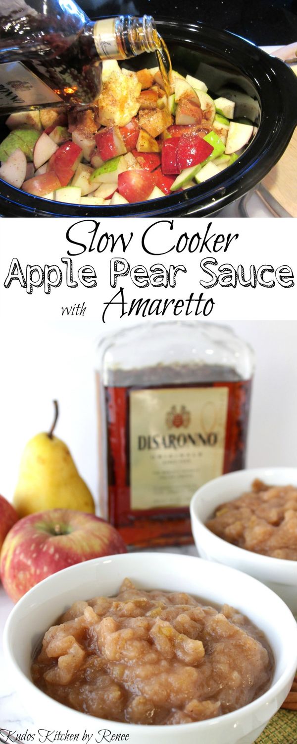 Slow Cooker Homestyle Apple Pear Sauce with Amaretto