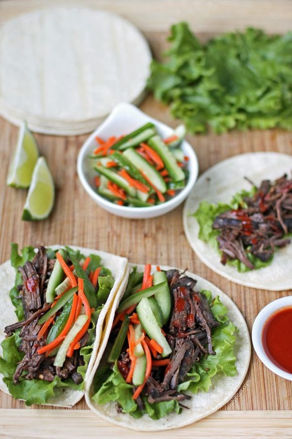 Slow Cooker Korean-Style Beef Tacos