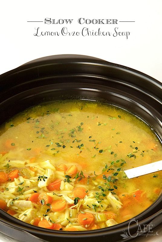 Slow Cooker Lemon Orzo Chicken Soup