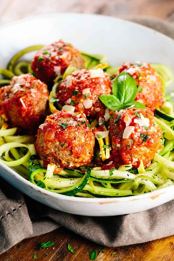 Slow Cooker Meatballs with Spiralized Noodles