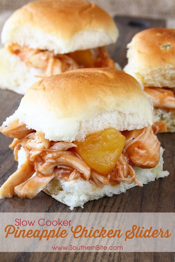 Slow Cooker Pineapple Chicken Sliders